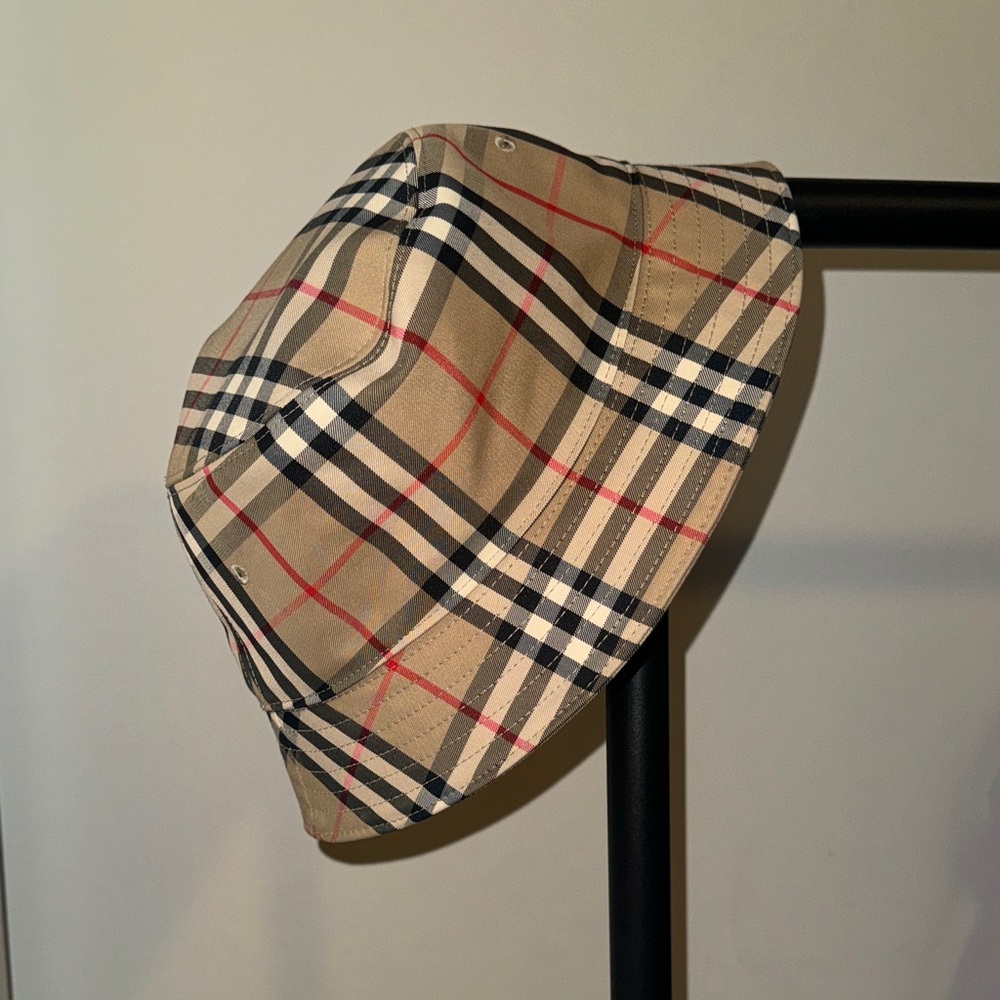 Burberry Beige and Black Plaid Bucket Hat